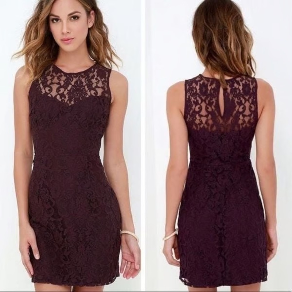 BB Dakota Dark Lace Overlay Dress